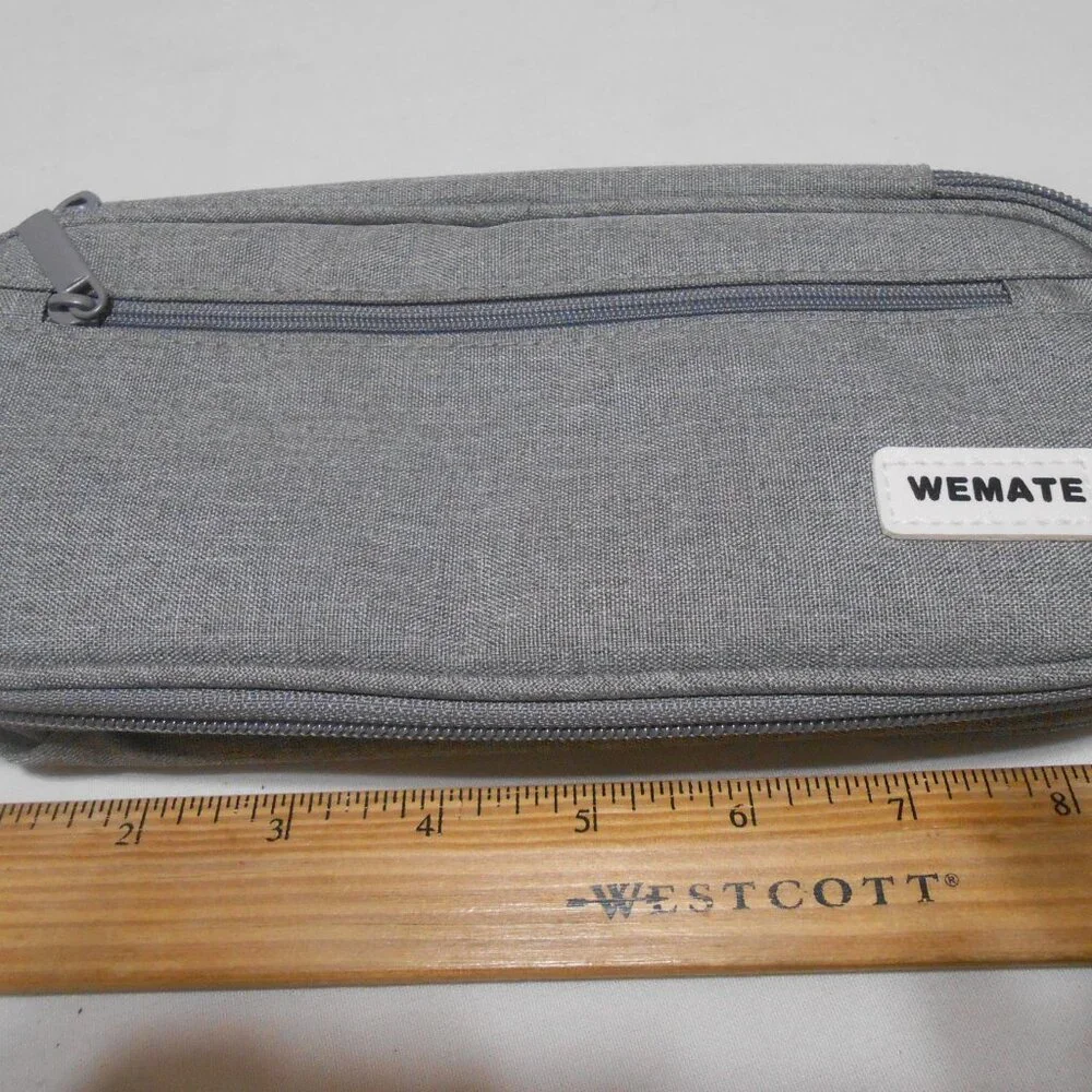 NEW WEMATE GRAY PENCIL CASE ORGANIZER OFFICE SCHOOL HOME ZIPPER POUCH BAG 🎁
